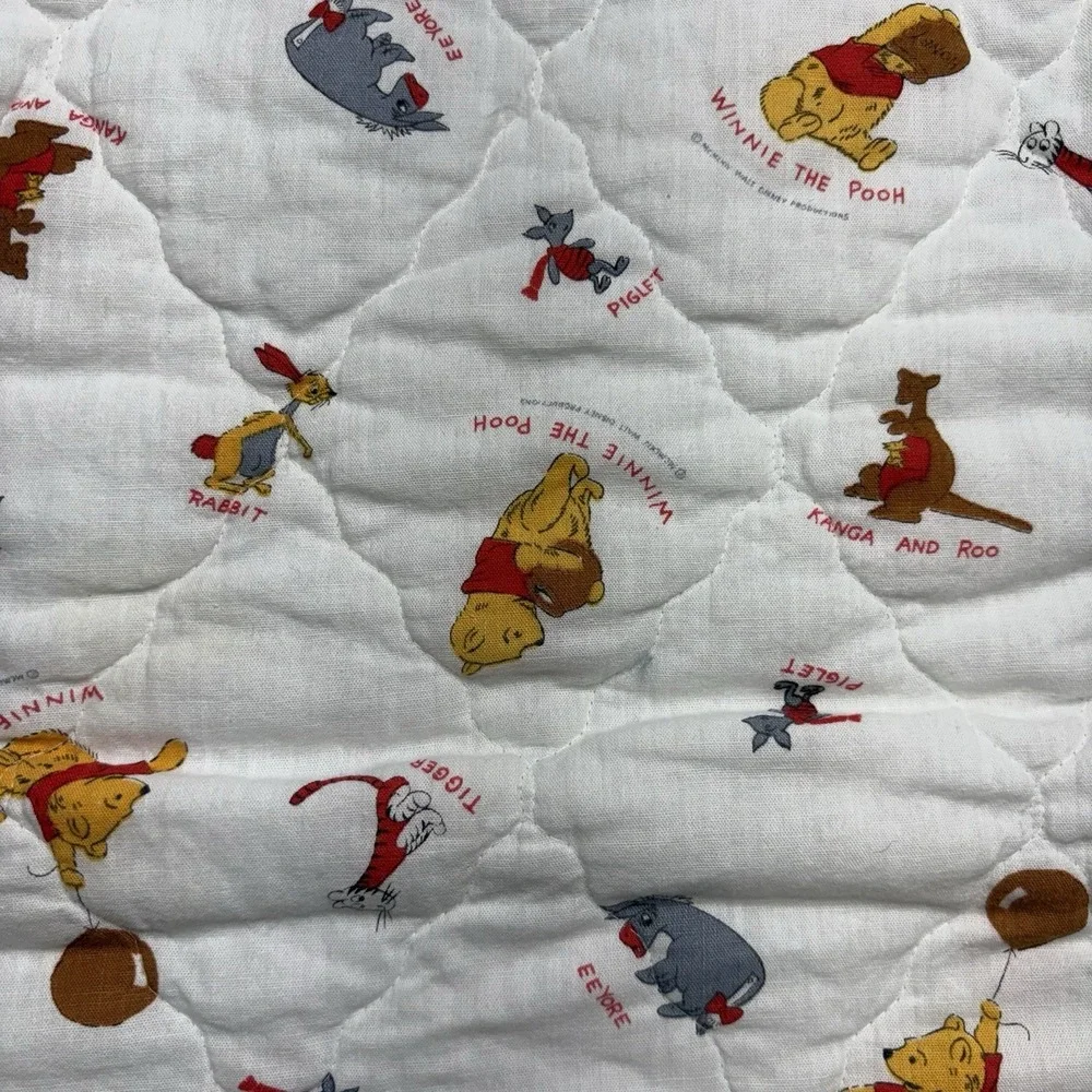 Sears Vintage Winnie the Pooh Baby Crib Quilt Blanket White Ruffles Tigger